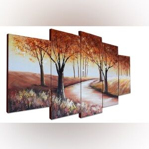 Colorful Forest 5 Piece panel Painting on Wrapped Canvas wall art